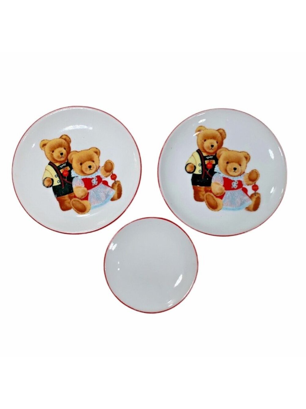 Reutter Porzellan Germany Teddy Bear Mini Dish Plate Set of 3 Trinket Tray - Picture 1 of 8